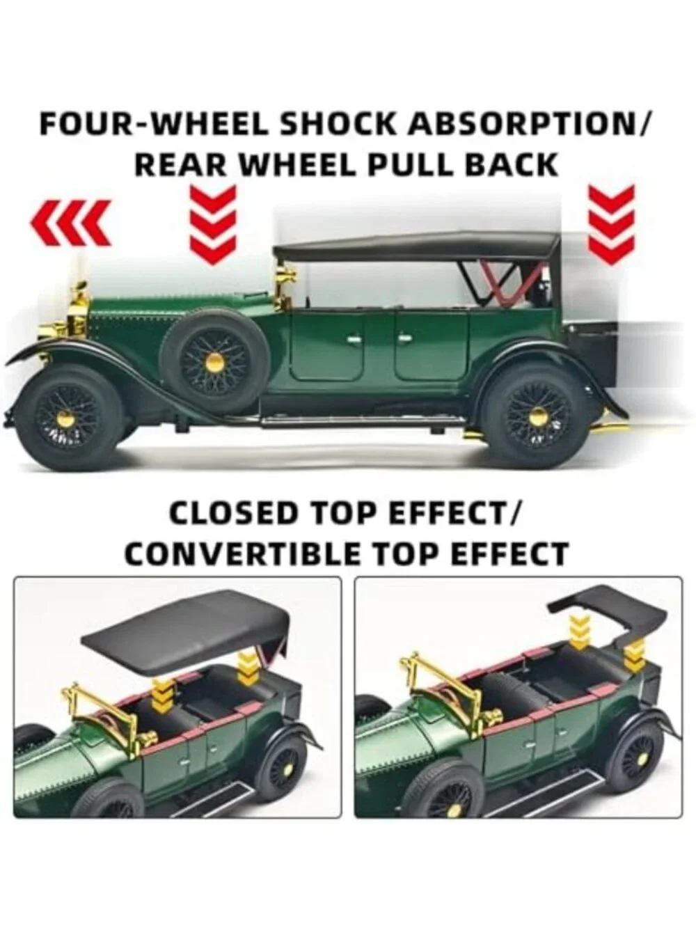 Vintage 1/24 Diecast Phantom Model Car - Green Classic Toy Vehicle Collectible